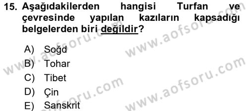 Uygur Türkçesi Dersi 2016 - 2017 Yılı (Vize) Ara Sınav Soruları 15. Soru