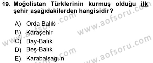 Uygur Türkçesi Dersi 2016 - 2017 Yılı (Vize) Ara Sınav Soruları 19. Soru