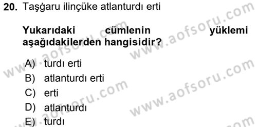 Uygur Türkçesi Dersi 2016 - 2017 Yılı (Vize) Ara Sınav Soruları 20. Soru