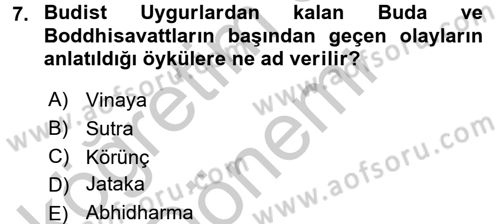 Uygur Türkçesi Dersi 2016 - 2017 Yılı (Vize) Ara Sınav Soruları 7. Soru
