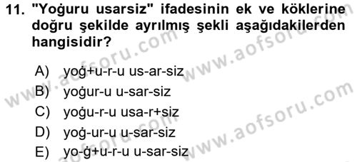 Uygur Türkçesi Dersi 2016 - 2017 Yılı (Final) Dönem Sonu Sınav Soruları 11. Soru