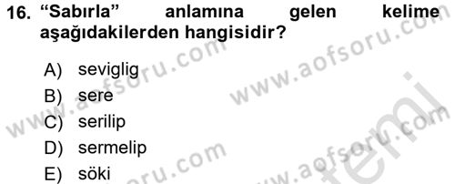 Uygur Türkçesi Dersi 2016 - 2017 Yılı (Final) Dönem Sonu Sınav Soruları 16. Soru