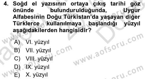 Uygur Türkçesi Dersi 2016 - 2017 Yılı (Final) Dönem Sonu Sınav Soruları 4. Soru