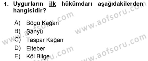 Uygur Türkçesi Dersi 2017 - 2018 Yılı (Vize) Ara Sınav Soruları 1. Soru