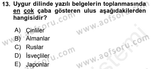 Uygur Türkçesi Dersi 2017 - 2018 Yılı (Vize) Ara Sınav Soruları 13. Soru