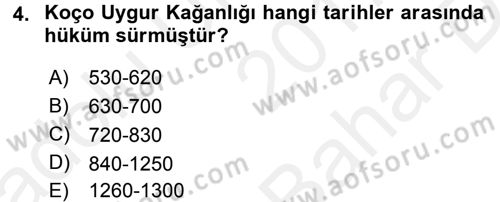 Uygur Türkçesi Dersi 2017 - 2018 Yılı (Vize) Ara Sınav Soruları 4. Soru
