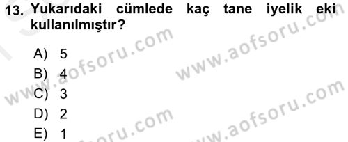 Uygur Türkçesi Dersi 2017 - 2018 Yılı (Final) Dönem Sonu Sınav Soruları 13. Soru