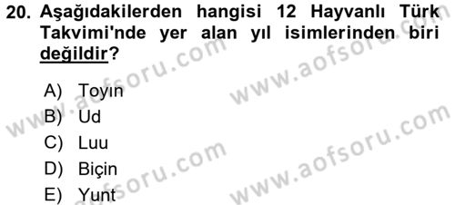Uygur Türkçesi Dersi 2017 - 2018 Yılı (Final) Dönem Sonu Sınav Soruları 20. Soru