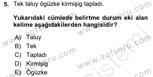 Uygur Türkçesi Dersi 2017 - 2018 Yılı (Final) Dönem Sonu Sınav Soruları 5. Soru