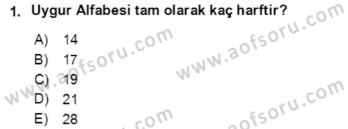 Uygur Türkçesi Dersi 2018 - 2019 Yılı (Vize) Ara Sınav Soruları 1. Soru