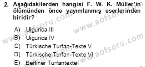 Uygur Türkçesi Dersi 2018 - 2019 Yılı (Vize) Ara Sınav Soruları 2. Soru