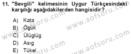 Uygur Türkçesi Dersi 2018 - 2019 Yılı (Final) Dönem Sonu Sınav Soruları 11. Soru