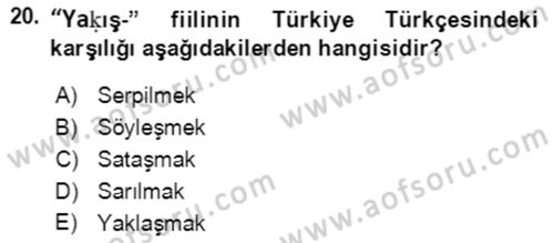 Uygur Türkçesi Dersi 2018 - 2019 Yılı (Final) Dönem Sonu Sınav Soruları 20. Soru