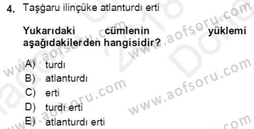 Uygur Türkçesi Dersi 2018 - 2019 Yılı (Final) Dönem Sonu Sınav Soruları 4. Soru