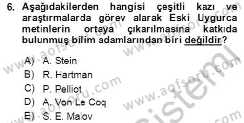 Uygur Türkçesi Dersi 2018 - 2019 Yılı Yaz Okulu Sınav Soruları 6. Soru