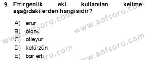 Uygur Türkçesi Dersi 2018 - 2019 Yılı Yaz Okulu Sınav Soruları 9. Soru