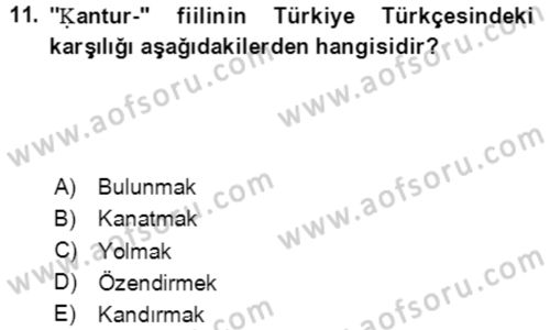 Uygur Türkçesi Dersi 2020 - 2021 Yılı Yaz Okulu Sınav Soruları 11. Soru