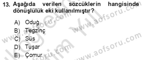 Uygur Türkçesi Dersi 2020 - 2021 Yılı Yaz Okulu Sınav Soruları 13. Soru