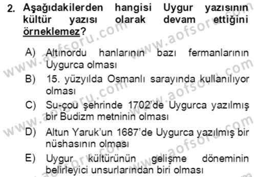 Uygur Türkçesi Dersi 2021 - 2022 Yılı (Final) Dönem Sonu Sınav Soruları 2. Soru