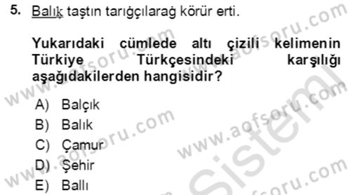 Uygur Türkçesi Dersi 2021 - 2022 Yılı (Final) Dönem Sonu Sınav Soruları 5. Soru