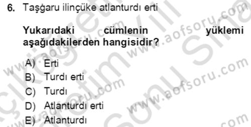 Uygur Türkçesi Dersi 2021 - 2022 Yılı (Final) Dönem Sonu Sınav Soruları 6. Soru