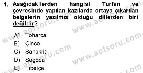 Uygur Türkçesi Dersi 2022 - 2023 Yılı Yaz Okulu Sınav Soruları 1. Soru