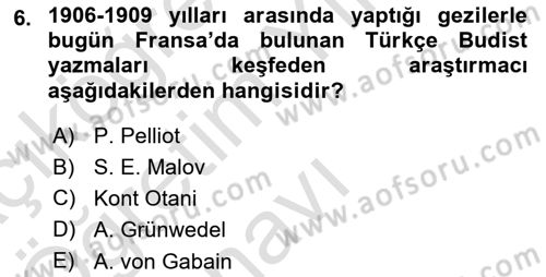Uygur Türkçesi Dersi 2022 - 2023 Yılı Yaz Okulu Sınav Soruları 6. Soru