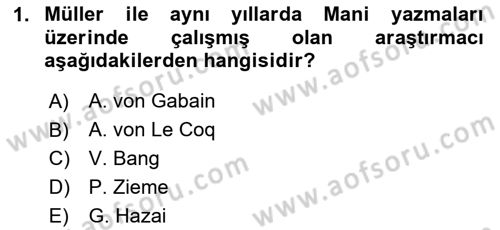 Uygur Türkçesi Dersi 2023 - 2024 Yılı (Vize) Ara Sınav Soruları 1. Soru