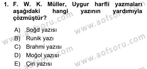 Uygur Türkçesi Dersi 2023 - 2024 Yılı Yaz Okulu Sınav Soruları 1. Soru