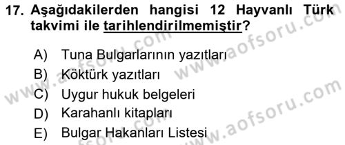 Uygur Türkçesi Dersi 2023 - 2024 Yılı Yaz Okulu Sınav Soruları 17. Soru