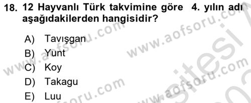Uygur Türkçesi Dersi 2023 - 2024 Yılı Yaz Okulu Sınav Soruları 18. Soru