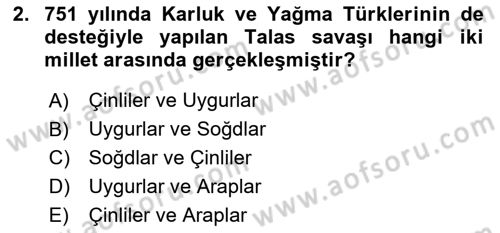 Uygur Türkçesi Dersi 2023 - 2024 Yılı Yaz Okulu Sınav Soruları 2. Soru