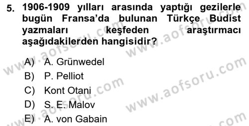 Uygur Türkçesi Dersi 2023 - 2024 Yılı Yaz Okulu Sınav Soruları 5. Soru