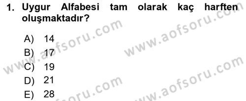 Uygur Türkçesi Dersi 2024 - 2025 Yılı (Final) Dönem Sonu Sınav Soruları 1. Soru