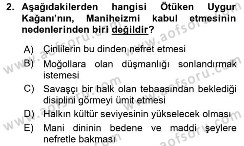 Uygur Türkçesi Dersi 2024 - 2025 Yılı (Final) Dönem Sonu Sınav Soruları 2. Soru