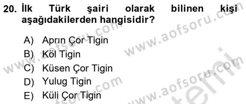 Uygur Türkçesi Dersi 2024 - 2025 Yılı (Final) Dönem Sonu Sınav Soruları 20. Soru