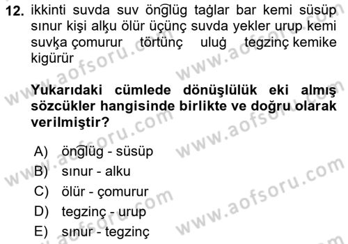 Uygur Türkçesi Dersi 2024 - 2025 Yılı Yaz Okulu Sınav Soruları 12. Soru