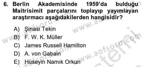 Uygur Türkçesi Dersi Yaz Okulu Sınavı Deneme Sınav Soruları 6. Soru