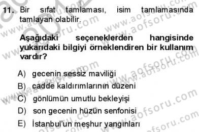 Türkçe Cümle Bilgisi 1 Dersi Ara Sınavı Deneme Sınav Soruları 11. Soru