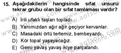 Türkçe Cümle Bilgisi 1 Dersi Ara Sınavı Deneme Sınav Soruları 15. Soru