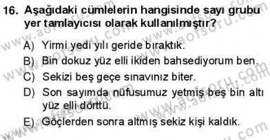 Türkçe Cümle Bilgisi 1 Dersi Ara Sınavı Deneme Sınav Soruları 16. Soru