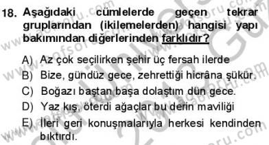 Türkçe Cümle Bilgisi 1 Dersi Ara Sınavı Deneme Sınav Soruları 18. Soru