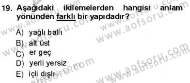 Türkçe Cümle Bilgisi 1 Dersi Ara Sınavı Deneme Sınav Soruları 19. Soru