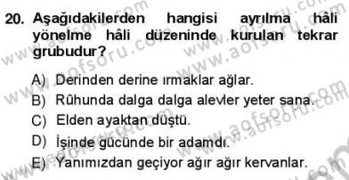 Türkçe Cümle Bilgisi 1 Dersi Ara Sınavı Deneme Sınav Soruları 20. Soru