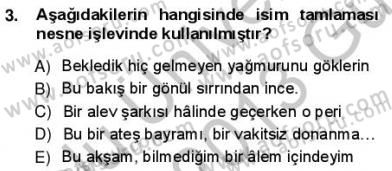 Türkçe Cümle Bilgisi 1 Dersi Ara Sınavı Deneme Sınav Soruları 3. Soru
