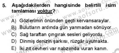 Türkçe Cümle Bilgisi 1 Dersi Ara Sınavı Deneme Sınav Soruları 5. Soru