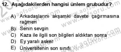 Türkçe Cümle Bilgisi 1 Dersi 2012 - 2013 Yılı (Final) Dönem Sonu Sınav Soruları 12. Soru