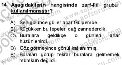 Türkçe Cümle Bilgisi 1 Dersi 2012 - 2013 Yılı (Final) Dönem Sonu Sınav Soruları 14. Soru