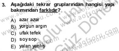 Türkçe Cümle Bilgisi 1 Dersi 2012 - 2013 Yılı (Final) Dönem Sonu Sınav Soruları 3. Soru