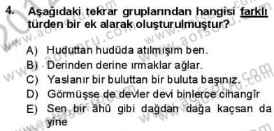 Türkçe Cümle Bilgisi 1 Dersi 2012 - 2013 Yılı (Final) Dönem Sonu Sınav Soruları 4. Soru